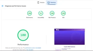 Desktop performance score of Wperrorfixer